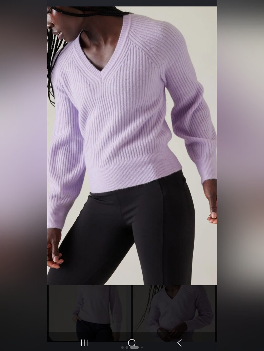 Athleta V-Neck Sweater in Purple Size Small